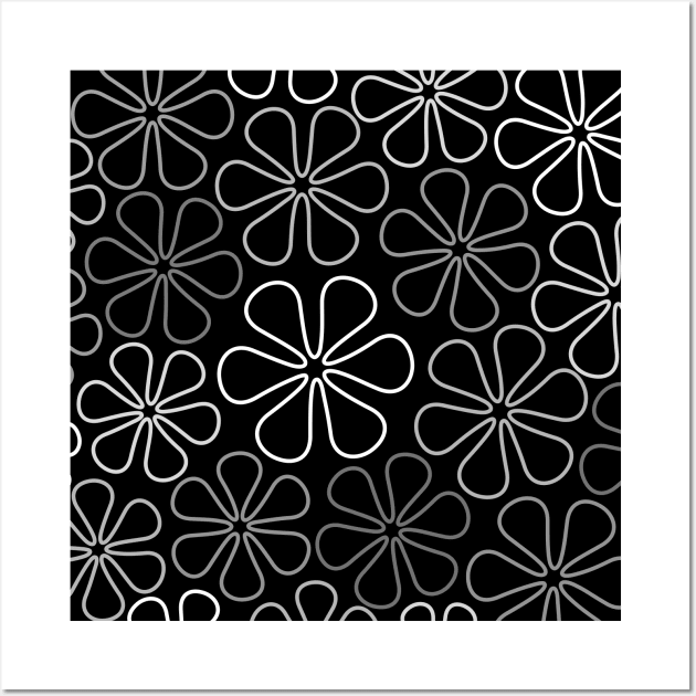 Abstract Flowers White Grays Black Wall Art by NataliePaskell